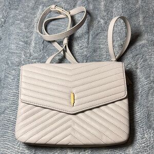 THACKER Jenna Quilted Leather Crossbody Bag Grey